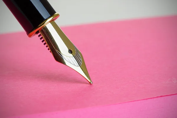 Close up of a Gold Fountain Pen Nib — Stock Photo, Image