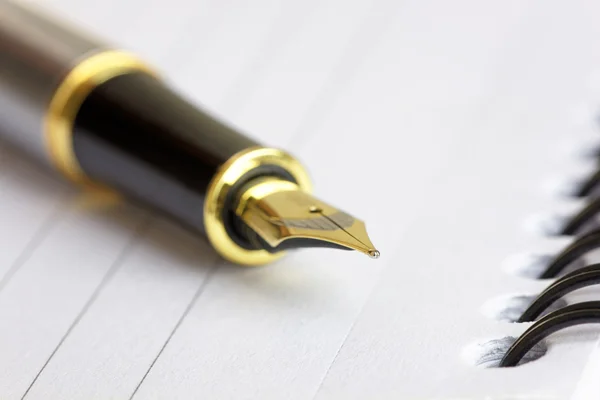 Close-up de uma caneta de fonte de ouro Nib — Fotografia de Stock