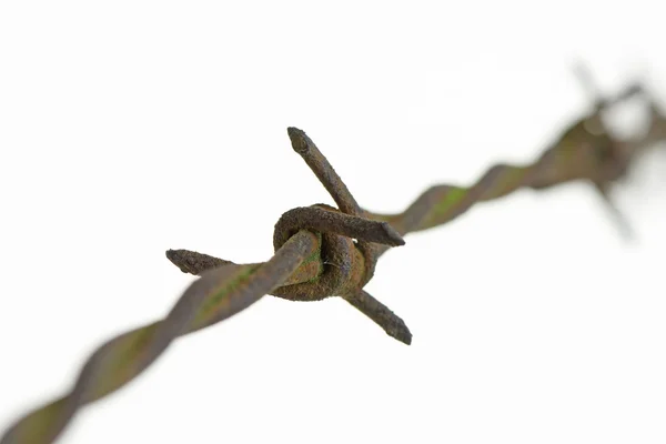 Rostiger Stacheldraht (Stacheldraht) aus nächster Nähe. — Stockfoto