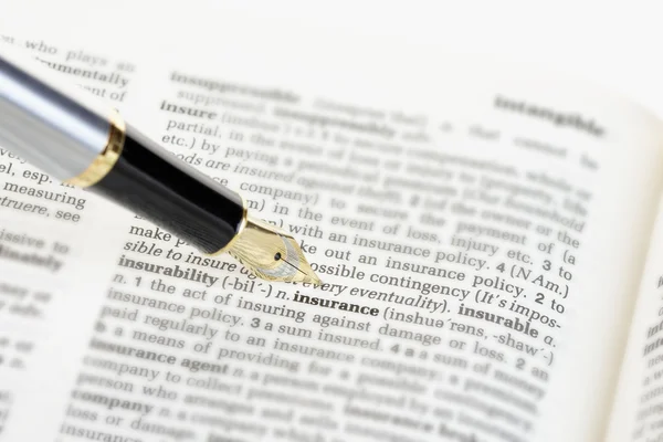 Insurance and Fountain Pen — Stock Photo, Image