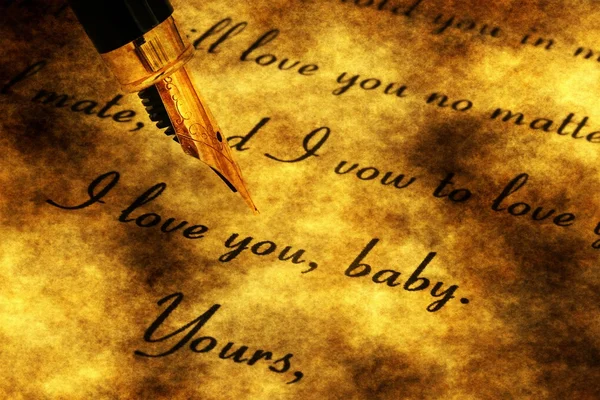 Stilografica sulla lettera d'amore — Foto Stock