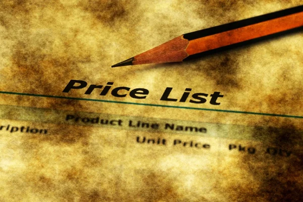 Pen on Price list grunge concept — Stock Photo, Image