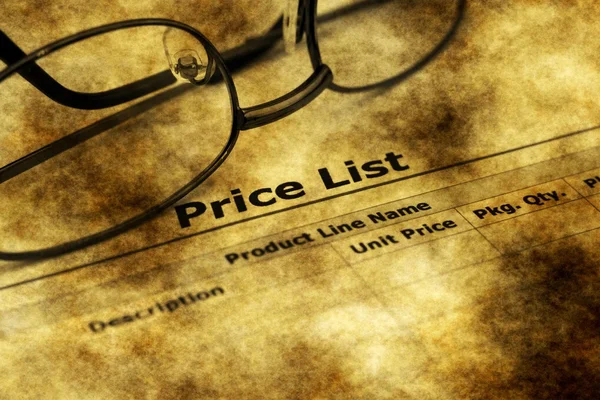 Lista de preços grunge conceito — Fotografia de Stock