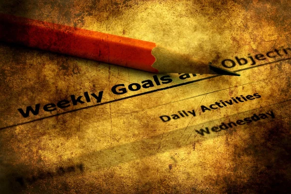 Concepto de grunge de metas y objetivos semanales — Foto de Stock