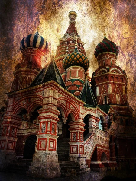 Концепция гранжа собора Василия Блаженного — стоковое фото