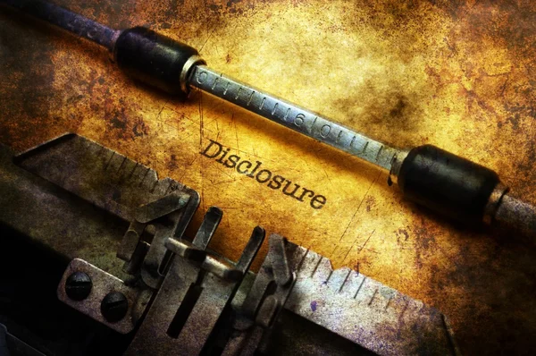 Formulaire DIsclosure sur la machine à écrire concept grunge — Photo