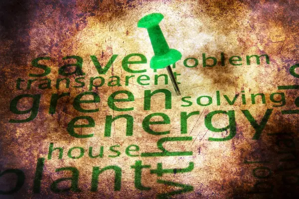 Verde energia palavra nuvem grunge conceito — Fotografia de Stock