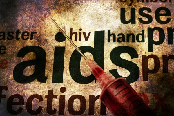 Syringe op Hiv - aids grunge concept — Stockfoto