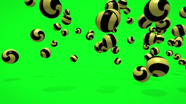 Beaucoup de boules rebondissant sur l'écran vert — Video
