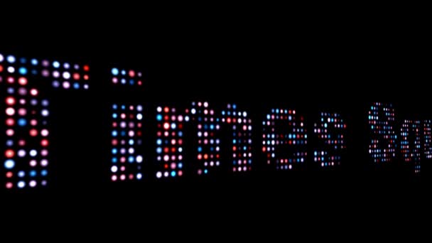 Times square barevný led text dolly shot — Stock video