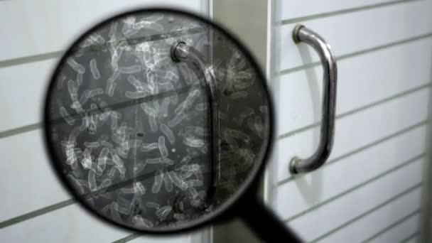 Búsqueda de bacterias en el baño — Vídeo de stock