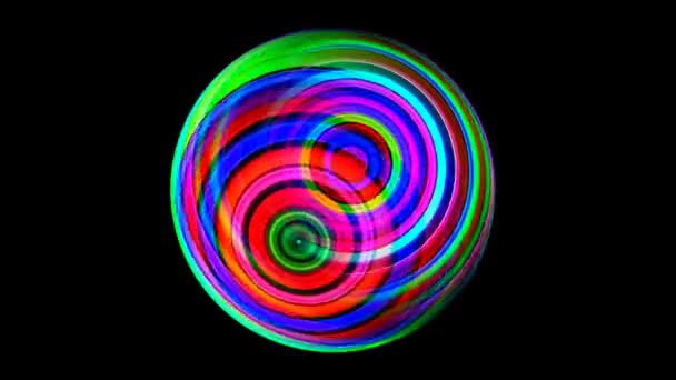 Esfera colorida girando sobre negro — Vídeos de Stock