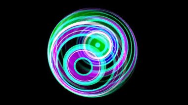 Siyah üzerinde dönen renkli küre