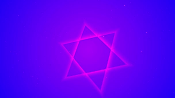 3D Hexagram Davids stjärna neon glöd — Stockvideo