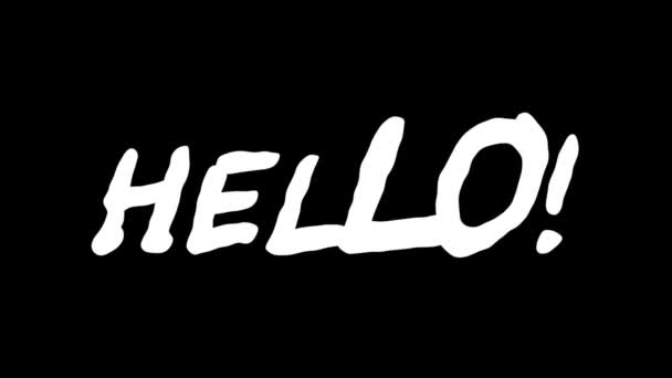 Привіт, намальована анімація текстовою рукою — стокове відео