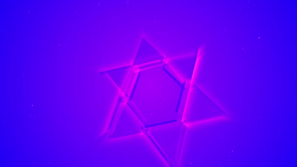 3D Hexagram Gwiazda Dawida neon blask — Wideo stockowe