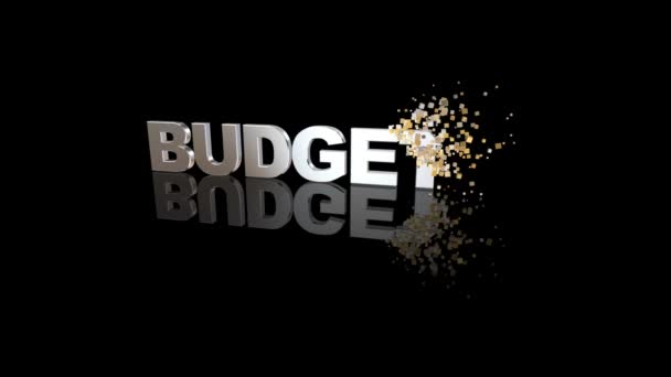 Tekst budżetu rozpuszcza się w cząstki stałe — Wideo stockowe