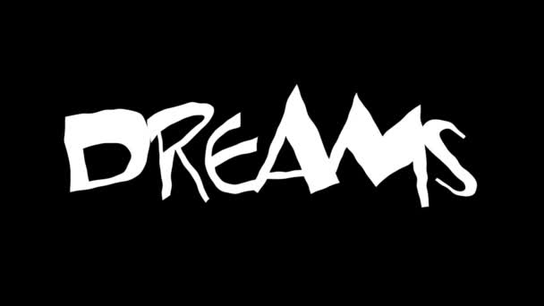 Drömmar text handritad animation — Stockvideo