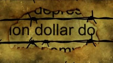 Grunge arkaplanındaki dolar metni