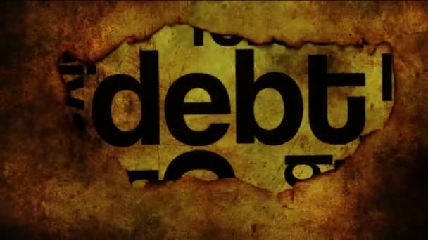 Adósságszöveg grunge háttér — Stock videók