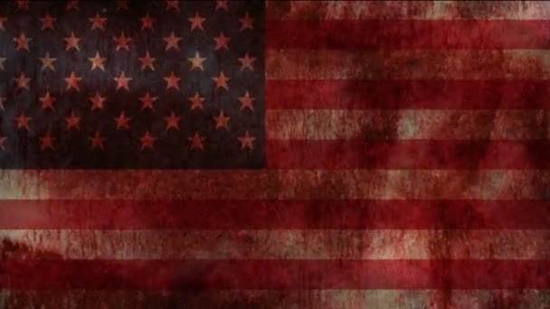 USA flag on grunge bloody background — Stock Video