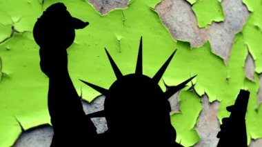 Grunge arka planına karşı özgürlük heykeli