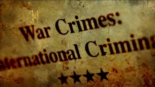 Концепция военных преступлений на гранж-фоне — стоковое видео
