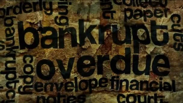 Банкротский текст на гранжевом фоне — стоковое видео