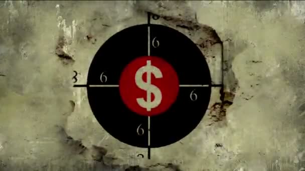 Dólar conceito alvo no fundo grunge — Vídeo de Stock