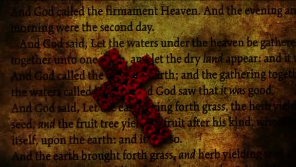 Cross of Jesus on grunge background — Stock Video