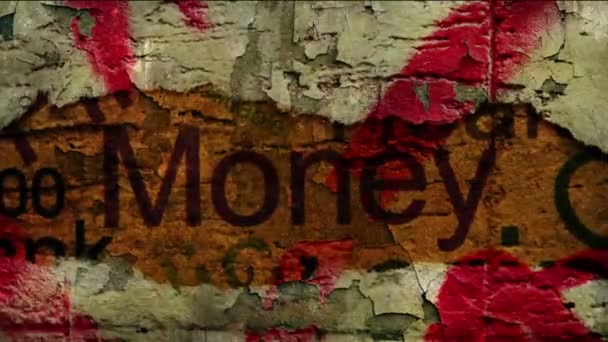 Money text on grunge background — Stock Video