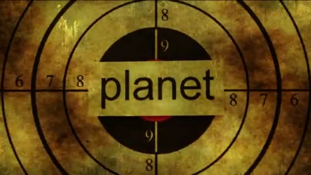 Planet target concept on grunge background — Stock Video