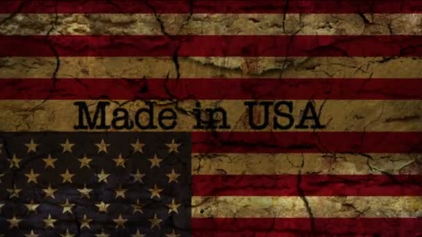 Tillverkad i USA koncept på grunge bakgrund — Stockvideo