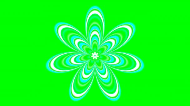 Psychodeliczny kształt kwiatu na zielonym ekranie — Wideo stockowe