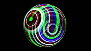 Renkli kürenin 3 boyutlu görüntüsü siyah