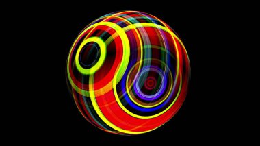 Renkli kürenin 3 boyutlu görüntüsü siyah