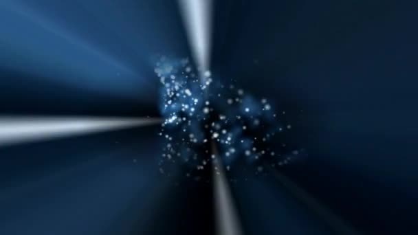 黒の上に浮かぶ青い塵の粒子の光線 — ストック動画