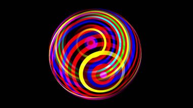 Siyah üzerine renkli kürenin 3 boyutlu çizimi