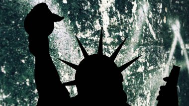 Grunge arka planına karşı özgürlük heykeli