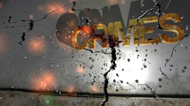 Duvardaki Grunge suçları metni 3D illüstrasyon