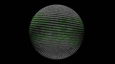 3D illustration 5G text on sphere concept