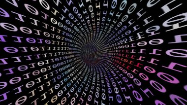 İkili Veri Tüneli 3d illüstrasyonunda Sürüş