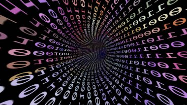 İkili Veri Tüneli 3d illüstrasyonunda Sürüş