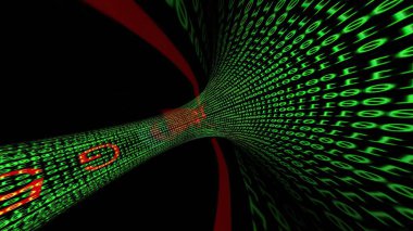 İkili Veri Tüneli 3d illüstrasyonunda Sürüş