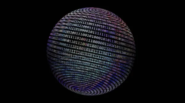 Binary data on rotating sphere concept 3d illustration