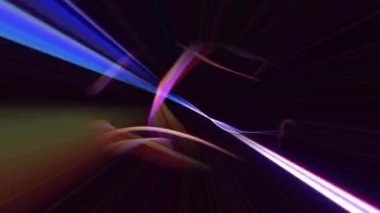 Siyah arkaplana karşı hareket eden renkli fiber dizgiler