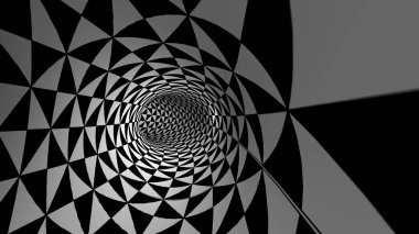 Siyah ve Beyaz Üçgenli Tünel 3 boyutlu illüstrasyon