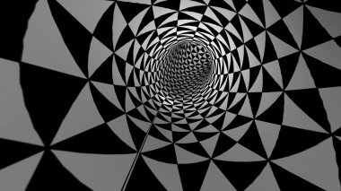 Siyah ve Beyaz Üçgenli Tünel 3 boyutlu illüstrasyon