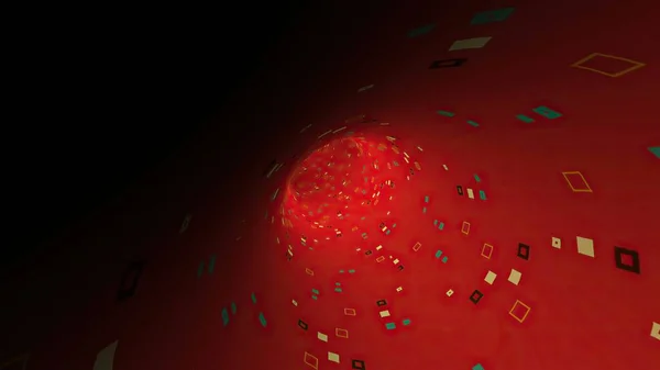 Travel Through A Red Particle Tunnel 3d illustration