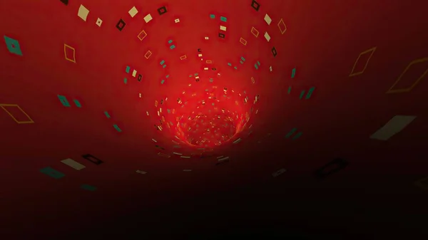 Travel Through A Red Particle Tunnel 3d illustration